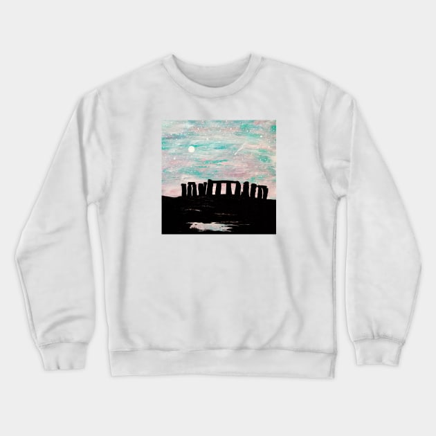 Stonehenge Painting Crewneck Sweatshirt by CKastellanos